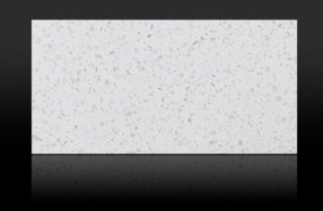 "A pristine quartz countertop showcases a delicate blend of ...